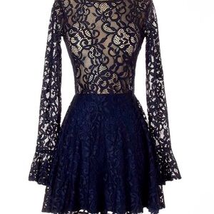 For Love & Lemons Navy Lace Dress